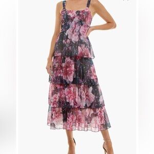 Socialite Floral Print Tiered Dress